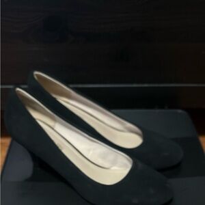 Suede Elegant Black Women's Shoes- kitten heel